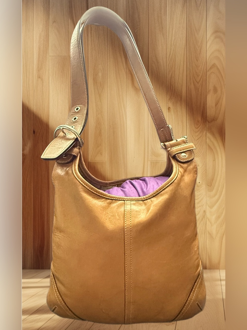 Coach 9549 Soho Leather Hobo Shoulder Bag Camel Tan - Picture 1 of 9